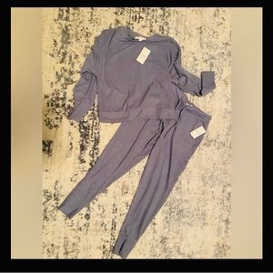 Pink Rose lounge set. Light Blue/gray in color